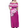 Polynesian Combo Off Shoulder Long Dress And Shirt Pink Color