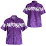 Polynesian Combo Off Shoulder Long Dress And Shirt Purple Color Style