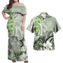 Fiji Coat Of Arm Polynesian Pattern Combo Dress And Shirt Floral Spirit Sage Green