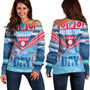 Fiji Off Shoulder Sweatshirt Happy Fiji independence Day Ethnic Masi Tribal Design