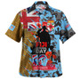 Fiji Hawaiian Shirt Fiji National Day Red Poppy Half Camouflage x Kesakesa Vakaviti Tapa