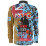 Fiji Long Sleeve Shirt Fiji National Day Red Poppy Half Camouflage x Kesakesa Vakaviti Tapa