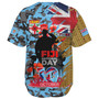 Fiji Baseball Shirt Fiji National Day Red Poppy Half Camouflage x Kesakesa Vakaviti Tapa