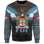 Fiji Sweatshirt Fiji Brown Masi Design With Coat Of Arms Tribal Half Black
