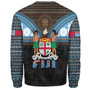 Fiji Sweatshirt Fiji Brown Masi Design With Coat Of Arms Tribal Half Black