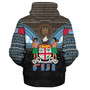 Fiji Sherpa Hoodie Fiji Brown Masi Design With Coat Of Arms Tribal Half Black