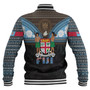 Fiji Baseball Jacket Fiji Brown Masi Design With Coat Of Arms Tribal Half Black