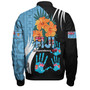 Fiji Bomber Jacket Fiji Day The Bula Spirit Fijian Hand Print Tapa Pattern Tropical Flowers