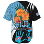 Fiji Baseball Shirt Fiji Day The Bula Spirit Fijian Hand Print Tapa Pattern Tropical Flowers