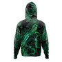 Niue Hoodie  Sea Turtle With Blooming Hibiscus Flowers Tribal Green