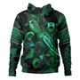 Kiribati Hoodie  Sea Turtle With Blooming Hibiscus Flowers Tribal Green