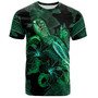 New Caledonia T-Shirt  Sea Turtle With Blooming Hibiscus Flowers Tribal Green
