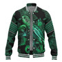 New Caledonia Baseball Jacket  Sea Turtle With Blooming Hibiscus Flowers Tribal Green