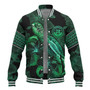 Federated States Of Micronesia Baseball Jacket  Sea Turtle With Blooming Hibiscus Flowers Tribal Green