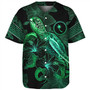 Chuuk State Baseball Shirt  Sea Turtle With Blooming Hibiscus Flowers Tribal Green