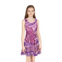 Hawaii Girls Sleeveless Sundress Purple Hibiscus With Polynesian Pattern