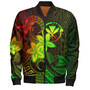 Hawaii Kanaka Maoli Bomber Jacket Plumeria Flowers Vintage Style Reggae Colors