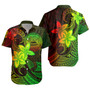 American Samoa Short Sleeve Shirt Plumeria Flowers Vintage Style Reggae Colors