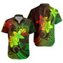 Samoa Short Sleeve Shirt Plumeria Flowers Vintage Style Reggae Colors