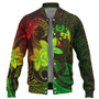 Tonga Baseball Jacket Plumeria Flowers Vintage Style Reggae Colors