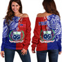 Samoa Off Shoulder Sweatshirt CustomHalf Style Flag And Coat Of Arms