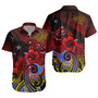 Papua New Guinea Short Sleeve Shirt Birds Of Paradise With Flag Color Style