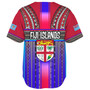 Fiji Baseball Shirt Fijian Traditional Masi Patterns Red