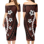 Combo Short Sleeve Dress And Shirt Polynesian Pattern White Hibiscus