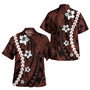 Combo Short Sleeve Dress And Shirt Polynesian Pattern White Hibiscus