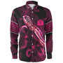 Tokelau Long Sleeve Shirt Sea Turtle With Blooming Hibiscus Flowers Tribal Maroon