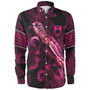 Kiribati Long Sleeve Shirt Sea Turtle With Blooming Hibiscus Flowers Tribal Maroon