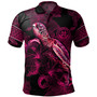 Federated States Of Micronesia Polo Shirt Sea Turtle With Blooming Hibiscus Flowers Tribal Maroon