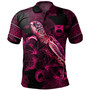 Kiribati Polo Shirt Sea Turtle With Blooming Hibiscus Flowers Tribal Maroon