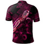 Palau Polo Shirt Sea Turtle With Blooming Hibiscus Flowers Tribal Maroon