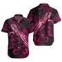 New Caledonia Short Sleeve Shirt Sea Turtle With Blooming Hibiscus Flowers Tribal Maroon