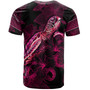 Palau T-Shirt Sea Turtle With Blooming Hibiscus Flowers Tribal Maroon