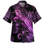 New Zealand Hawaiian Shirt Sea Turtle With Blooming Hibiscus Flowers Tribal Purple