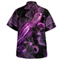 Vanuatu Hawaiian Shirt Sea Turtle With Blooming Hibiscus Flowers Tribal Purple