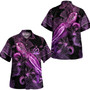 Vanuatu Hawaiian Shirt Sea Turtle With Blooming Hibiscus Flowers Tribal Purple