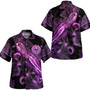 Tahiti Hawaiian Shirt Sea Turtle With Blooming Hibiscus Flowers Tribal Purple