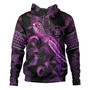 Niue Hoodie Sea Turtle With Blooming Hibiscus Flowers Tribal Purple