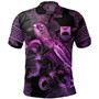 Kiribati Polo Shirt Sea Turtle With Blooming Hibiscus Flowers Tribal Purple