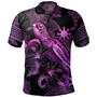 Philippines Filipinos Polo Shirt Sea Turtle With Blooming Hibiscus Flowers Tribal Purple