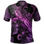 Kosrae Polo Shirt Sea Turtle With Blooming Hibiscus Flowers Tribal Purple