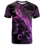 Palau T-Shirt Sea Turtle With Blooming Hibiscus Flowers Tribal Purple