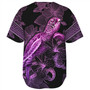 New Zealand Baseball Shirt Sea Turtle With Blooming Hibiscus Flowers Tribal Purple