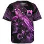 Kiribati Baseball Shirt Sea Turtle With Blooming Hibiscus Flowers Tribal Purple