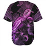 French Polynesia Baseball Shirt Sea Turtle With Blooming Hibiscus Flowers Tribal Purple