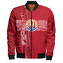 French Polynesia Bomber Jacket Tribal Pattern Tahiti Vintage Style