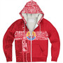 French Polynesia Sherpa Hoodie Tribal Pattern Tahiti Vintage Style